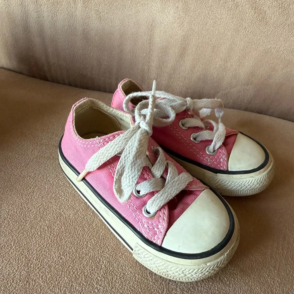 Converse 2 Pair Girls All Star Shoes Pink Size 4 and Mermaid Size 5 High Tops